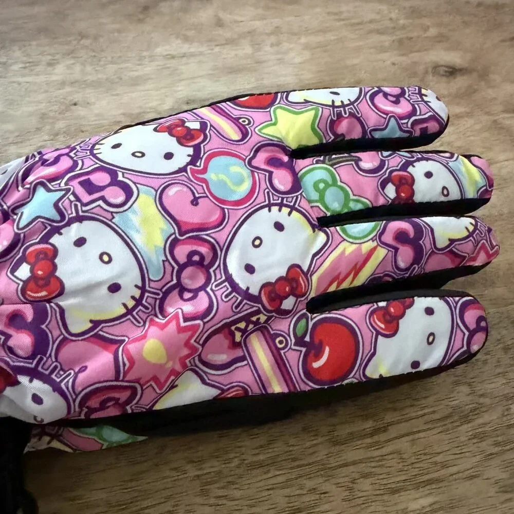 New: L/XL Girls Hello Kitty Ski Gloves